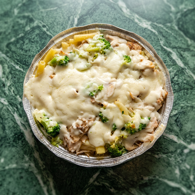 Pasta W/Grilled Chicken, Broccoli & Alfredo Sauce.