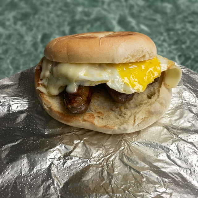 Egg, Sausage & Cheese Sandwich.