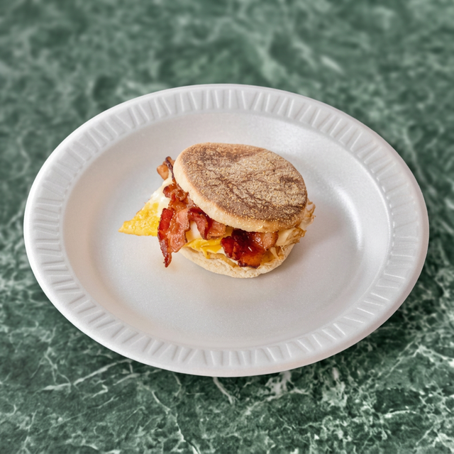 Egg, Bacon & Cheese Sandwich.